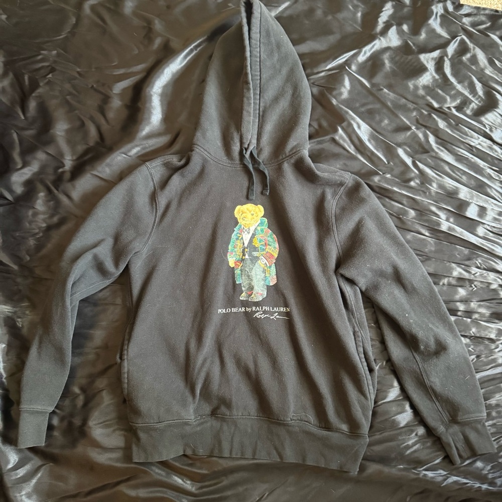 Ralph Lauren Black Hoodie with Bear Design